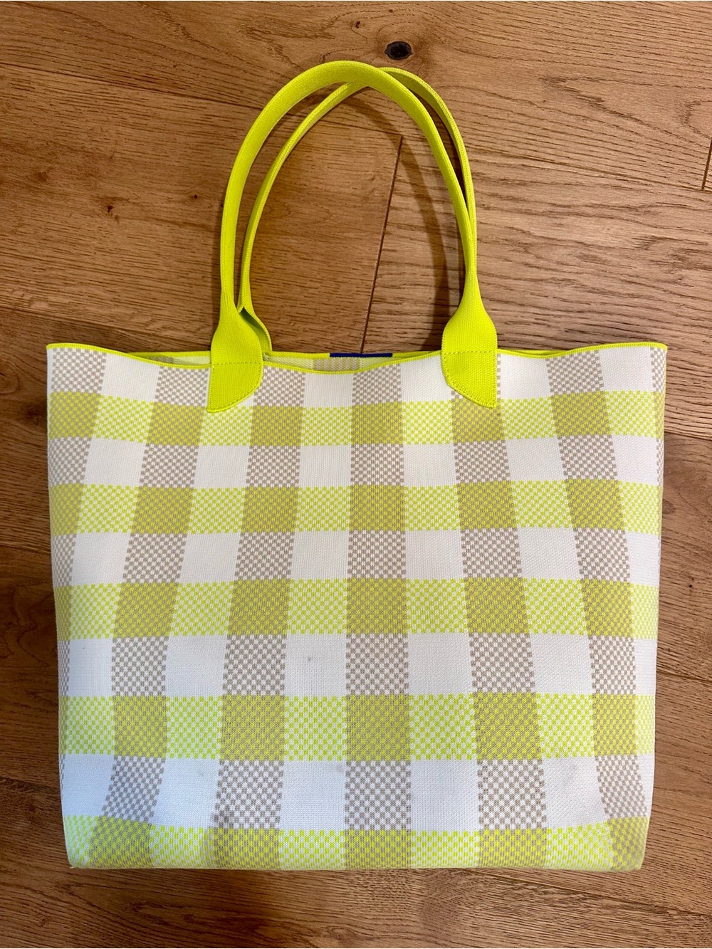 Rothy's Lightweight Tote Bag in Lime Checkerboard - Picture 2 of 4